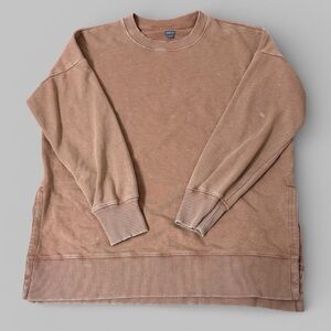 Aerie Oversized Split Hem Terry Tan Pullover